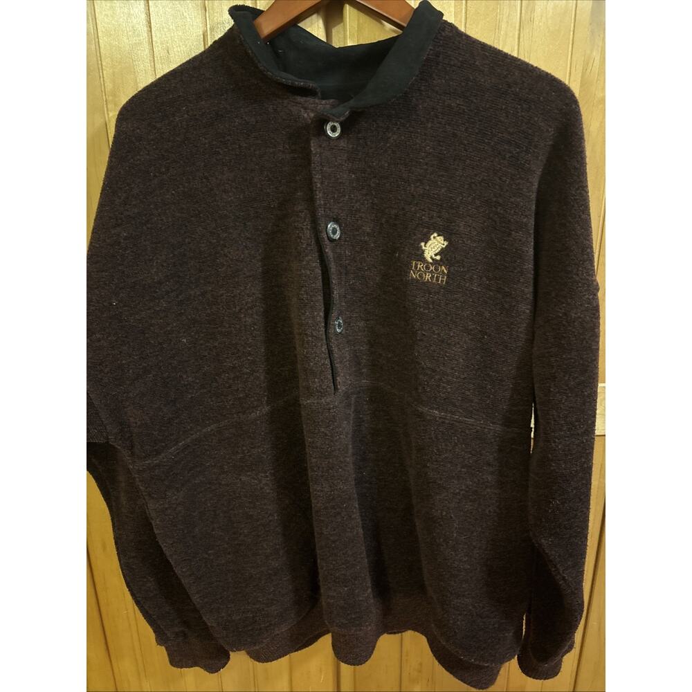 Vtg Straight Down Fleece Pullover Brown Troon North Golf Club L Made in USA Exc